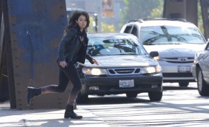 Sarah (Tatiana Maslany) on the run