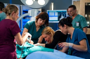 Maggie (Julia Taylor Ross), Dawn (Michelle Nolden), and Charlie (Michael Shanks)