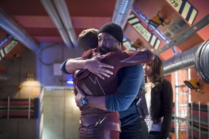 The Flash -- "Fast Enough" -- Image FLA123A_0106b -- Pictured (L-R): Grant Gustin as Barry Allen, Jesse L. Martin as Detective Joe West and Candice Patton as Iris West -- Photo: Diyah Pera/The CW -- é 2015 The CW Network, LLC. All rights reserved.