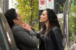 Stephen Lobo as Kellogg and Kyra Zagorsky as Vasquez