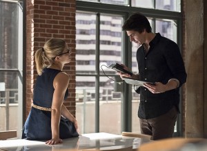 Arrow -- "Brotherhood" -- Image AR407A_0142b.jpg -- Pictured (L-R): Emily Bett Rickards as Felicity Smoak and Brandon Routh as Ray Palmer -- Photo: Dean Buscher/The CW -- ÃÂ© 2015 The CW Network, LLC. All Rights Reserved.