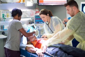 Allison Wilson-Forbes as Nurse Alice, Erica Durance as Alex Reid and Peter Mooney as Jeremy Bishop