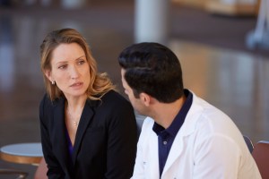 Michelle Nolden as Dawn Bell and Benjamin Ayers as Zach Miller