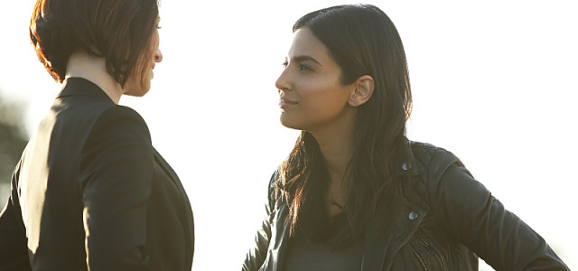 Supergirl -- "Welcome to Earth" -- Image SPG203b_0160 -- Pictured (L-R): Chyler Leigh as Alex Danvers and Floriana Lima as Maggie Sawyer -- Photo: Bettina Strauss/The CW -- ÃÂ© 2016 The CW Network, LLC. All Rights Reserved