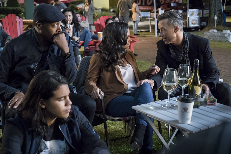 The Flash -- "Shade" -- Image FLA306a_0055b.jpg -- Pictured (L-R):  Carlos Valdes as Cisco Ramon, Jesse L. Martin as Detective Joe West, Danielle Nicolet as D.A. Cecile Horton and Tom Cavanagh as Harrison Wells -- Photo: Katie Yu/The CW -- ÃÂ© 2016 The CW Network, LLC. All rights reserved.